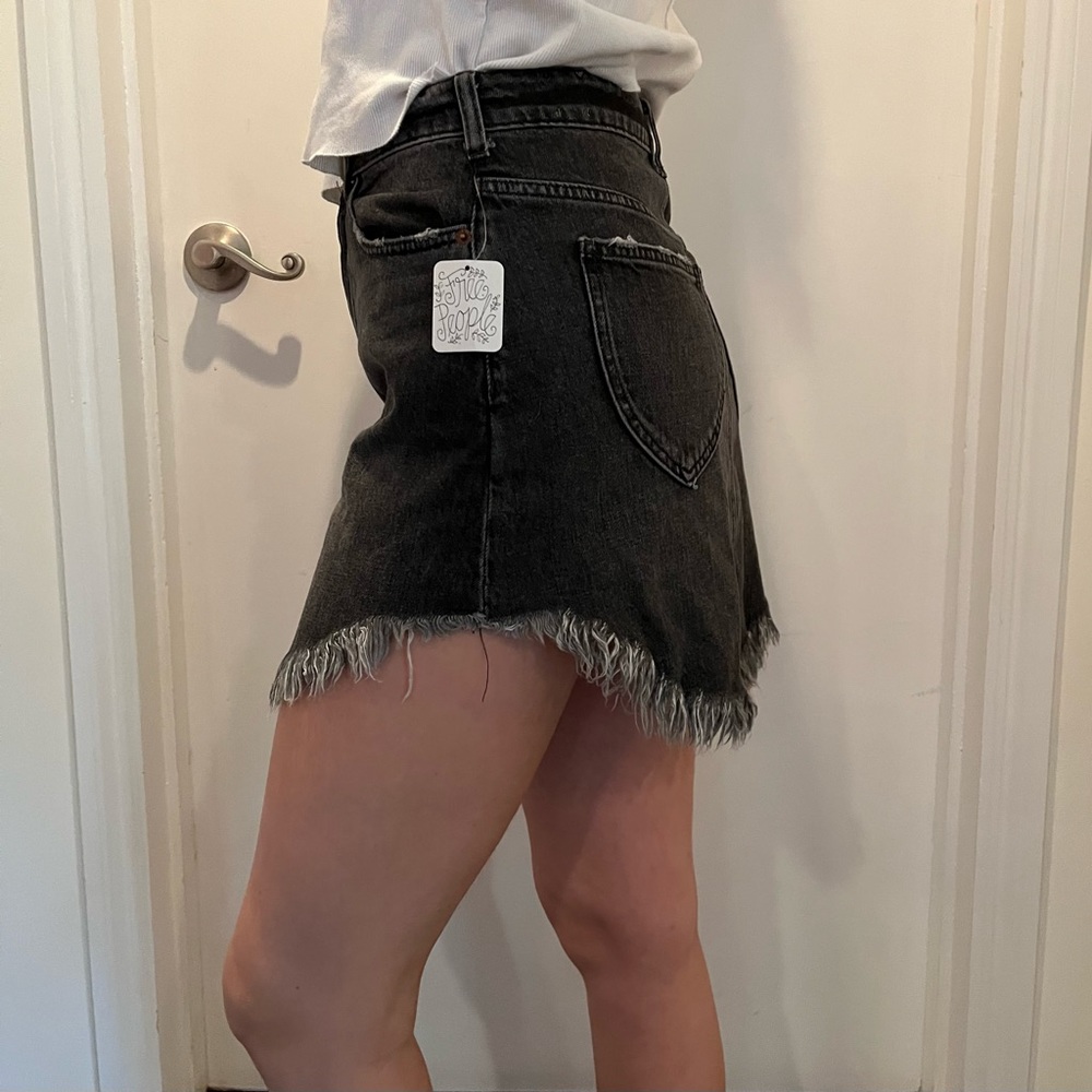 Free People black denim skirt